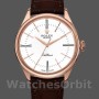 Replique Hommes Rolex Cellini Time 39mm Hommes-50505-bracelet cuir brun-cadran blanc Blanc