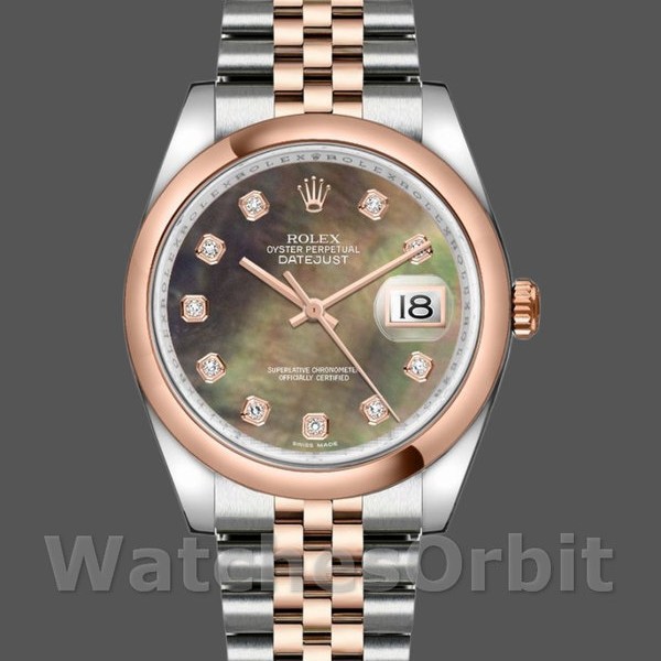 Replique Rolex Datejust 36mm Unisex-116201-Cadran noir en nacre MOP