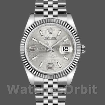 Replique Rolex Datejust 36mm Unisex-116234-0159-Rhodium Wave-Diamond Dial Rhodium Wave Diamond