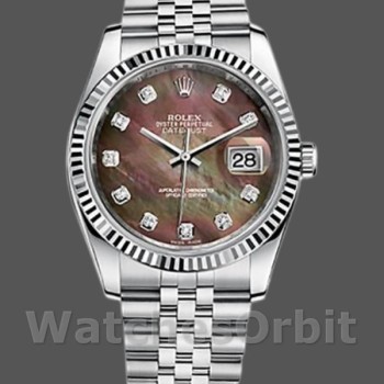 Replique Rolex Datejust 36mm Unisex-116234-Noir MOP-Diamant Cadran Noir MOP Diamant