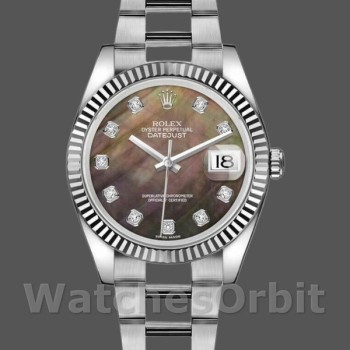 Replique Rolex Datejust 36mm Unisex-116234-Noir MOP-Diamant Cadran-Automatique Noir MOP Diamant