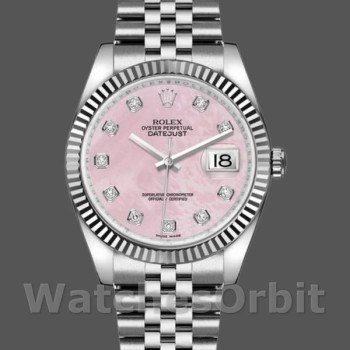 Replique Rolex Datejust 36mm Femme-116234-Pink MOP-Diamonds Dial Pink MOP Diamonds