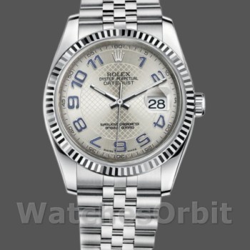 Replique Rolex Datejust 36mm Unisex-116234-Cadran argenté-Ambres bleus Argenté