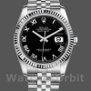 Replique Hommes Rolex Datejust 36mm Hommes-116234-Acier inoxydable-Cerclée-Fluted Bezel-Black Roman Dial Black