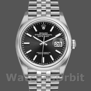 Replique Rolex Datejust 36mm Unisex-126200-Cadran indexé noir-acier inoxydable noir