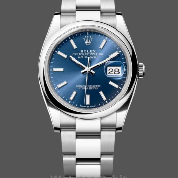 Replique Rolex Datejust 36mm Unisex-126200-Cadran bleu-Acier inoxydable Bleu