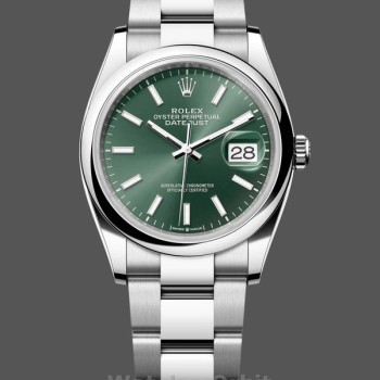 Replique Rolex Datejust 36mm Unisex-126200-Cadran Index Vert-Acier Inoxydable Cadran Vert