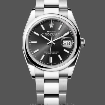 Replique Rolex Datejust 36mm Unisex-126200-Acier inoxydable-Cadran noir Noir