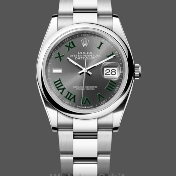 Replique Rolex Datejust 36mm Unisex-126200-Stainless Steel-Grey Wimbledon Dial Grey