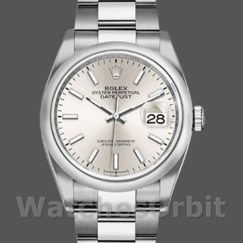 Replique Rolex Datejust 36mm Unisex-126200-Acier inoxydable-Diagramme argenté Argenté