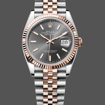 Replique Rolex Datejust-126231 unisexe, acier inoxydable et or rose bicolores, cadran gris rhodié Cadran gris rhodié