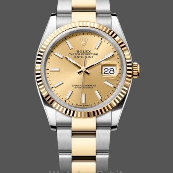 Replique Rolex Datejust 36mm Unisex-126233-Champagne Cadran Index Champagne