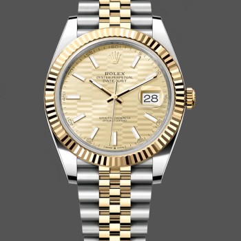 Replique Rolex Datejust 36mm Unisex-126233-Champagne Cadran à motifs - Lunette cannelée Champagne