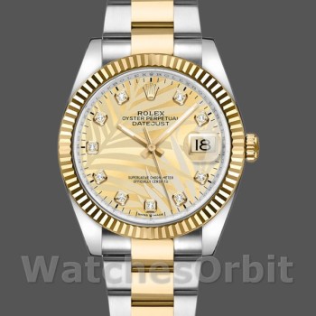 Replique Rolex Datejust 36mm Unisex-126233-Golden Palm Motif Dial Golden