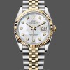 Replique Rolex Datejust 36mm Unisex-126233-White MOP Diamond Dial-Fluted Bezel MOP