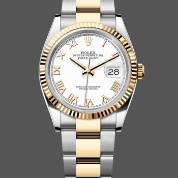 Replique Rolex Datejust 36mm Unisex-126233-White Roman Dial Blanc