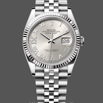 Replique Unisex's Rolex Datejust 36mm Women's-126234 0029-Silver Diamond Roman Dial Silver