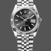 Replique Rolex Datejust 36mm Unisex-126234-Monture cannelée-Cadran index noir Noir