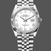 Replique Rolex Datejust 36mm Unisex-126234-Monture cannelée-Cadran romain blanc Blanc