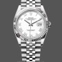 Replique Rolex Datejust 36mm Unisex-126234-Monture cannelée-Cadran romain blanc Blanc
