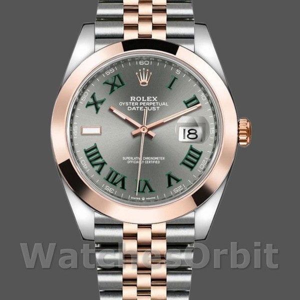 Replique Hommes Rolex Datejust 41mm Hommes-126301-Rose Gold-Slate Grey Wimbledon Dial Grey