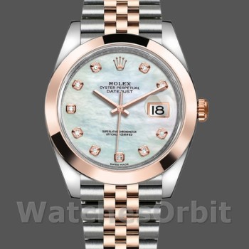 Replique Hommes Rolex Datejust 41mm Hommes-126301-White MOP Diamond Dial MOP