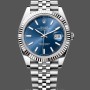 Replique Homme Rolex Datejust 41MM Acier inoxydable avec cadran argenté Bleu