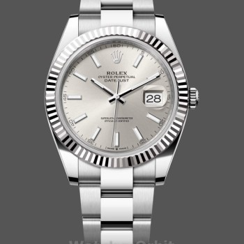 Replique Hommes Rolex Datejust 41mm Men's-126334 0003-Fluted Bezel-Silver Dial Silver Silver