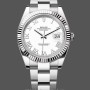 Replique Hommes Rolex Datejust 41mm Hommes-126334 0023-Lunette cannelée-Cadran chiffres romains blanc Blanc