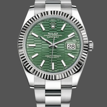 Replique Hommes Rolex Datejust 41mm Hommes-126334 0029-Monture cannelée-Cadran à motif vert Vert
