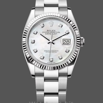 Replique Hommes Rolex Datejust 41mm Men's-126334-Fluted Bezel-White MOP Dial MOP