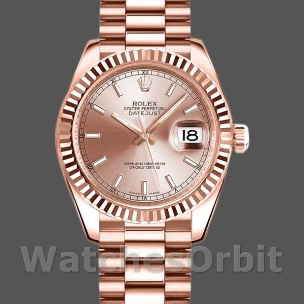 Replique Femmes Rolex Datejust 31mm Femmes-178275-Cadran index rose-Or rose