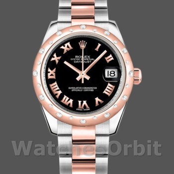 Replique Rolex Datejust 31mm Femme-178341-Noir Cadran chiffres romains Noir
