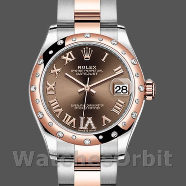 Replique Rolex Datejust-178341 pour femme, 31 mm, cadran chiffres romains marron chocolat, Lady marron chocolat