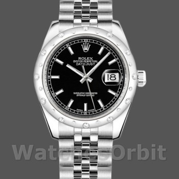 Replique Rolex Datejust 31mm Femmes-178344-Cadran noir-Acier inoxydable Noir