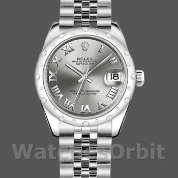 Replique Rolex Datejust 31mm Femmes-178344-Cadran gris rhodié-bracelet jubilé gris