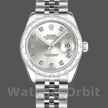 Replique Rolex Datejust 31mm Femme-178344-Argent Cadran Diamant-Acier Inoxydable Argent<br />