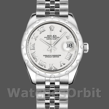 Replique Femmes Rolex Datejust 31mm Femmes-178344-Cadran chiffres romains blanc-acier inoxydable blanc