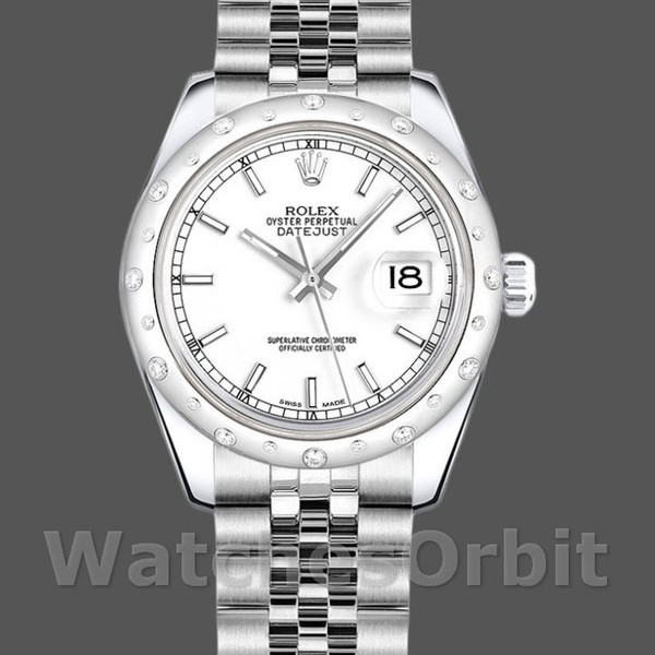 Replique Rolex Datejust 31mm Femmes-178344-Cadran blanc-Acier inoxydable Blanc
