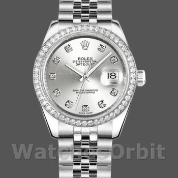 Replique Rolex Datejust-178384, 31mm, cadran argenté diamants, lunette diamants, Lady Silver pour femme