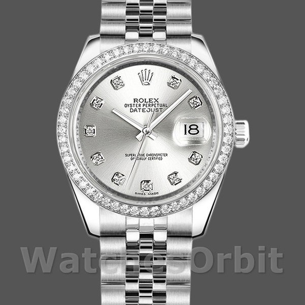 Replique Rolex Datejust-178384, 31mm, cadran argenté diamants, lunette diamants, Lady Silver pour femme