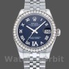 Replique Rolex Datejust 31mm Femme-178384-Cadran bleu à diamants-acier inoxydable Bleu