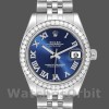 Replique Rolex Datejust 31mm Femmes-178384-Cadran romain bleu-acier inoxydable Bleu