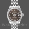 Replique Rolex Datejust 31mm Femmes-178384-Cadran brun avec diamants-Acier inoxydable Marron<br />