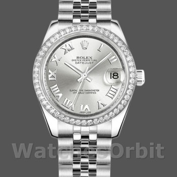 Replique Rolex Datejust 31mm Femmes-178384-Argenté Cadran Romain-Acier Inoxydable Argenté<br />