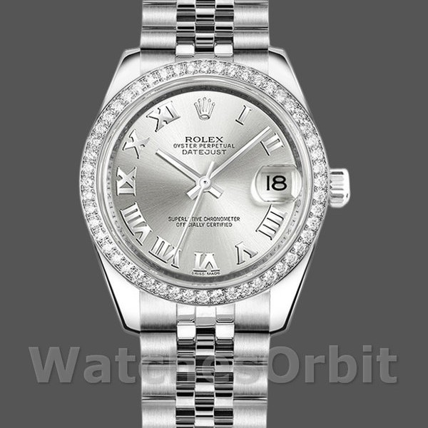 Replique Rolex Datejust 31mm Femmes-178384-Argenté Cadran Romain-Acier Inoxydable Argenté<br />