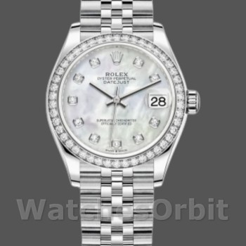 Replique Rolex Datejust 31mm Femmes-178384-White Mother-of-Pearl Diamonds Dial MOP
