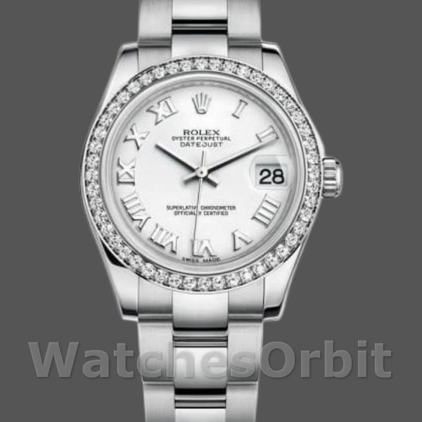 Replique Femmes Rolex Datejust 31mm Femmes-178384-White Roman Numeral Dial White
