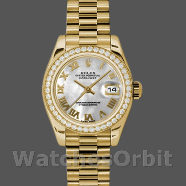 Replique Rolex Datejust-179138 pour femme, 26mm, nacre blanche, cadran chiffres romains, Lady MOP