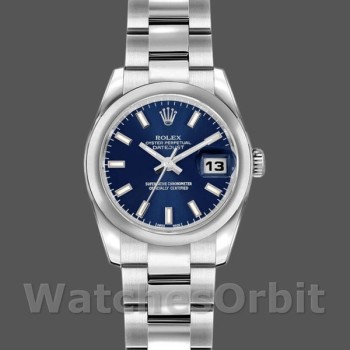 Replique Rolex Datejust 26mm Femmes-179160-Cadran index bleu-lunette bombée Bleu